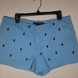 RALPH LAUREN SPORT BLUE SHORTS With NAVY BLUE PONIES POLO Logo Size 14 